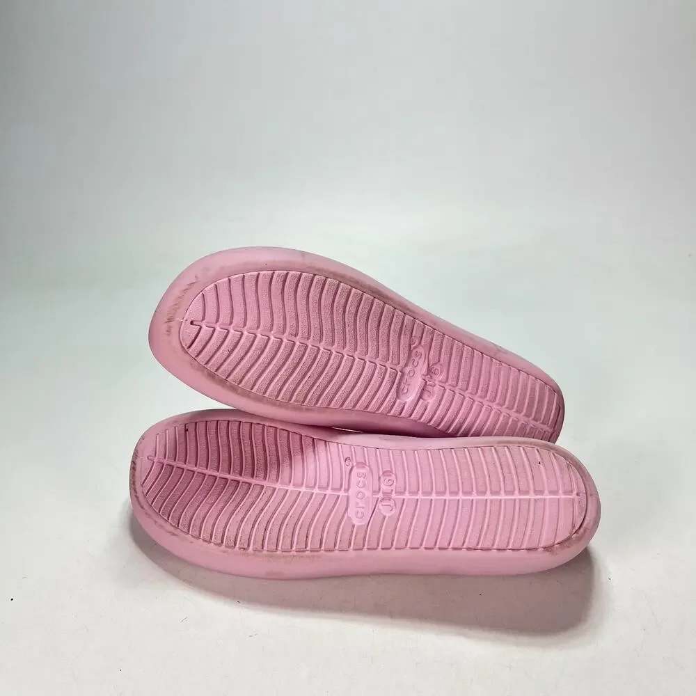 Crocs Pink Bow Flat Mary Jane Shoes Flats Slip On Youth Size 6 Women’s 8